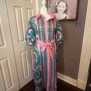 Pink and Green Patterned Dress
